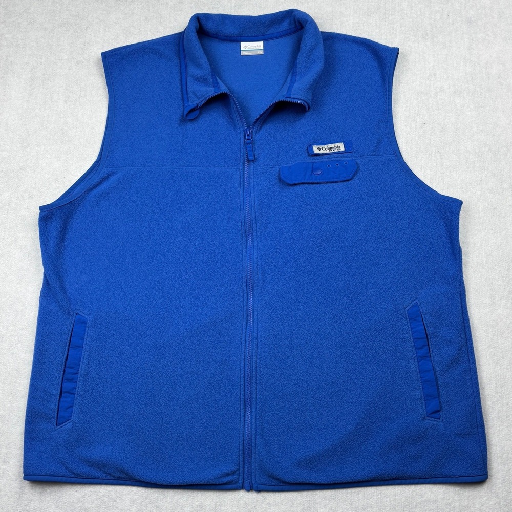 Columbia PFG Mens XXL Harborside Royal‎ Blue Fleece Full Zip Fishing Vest FM0256